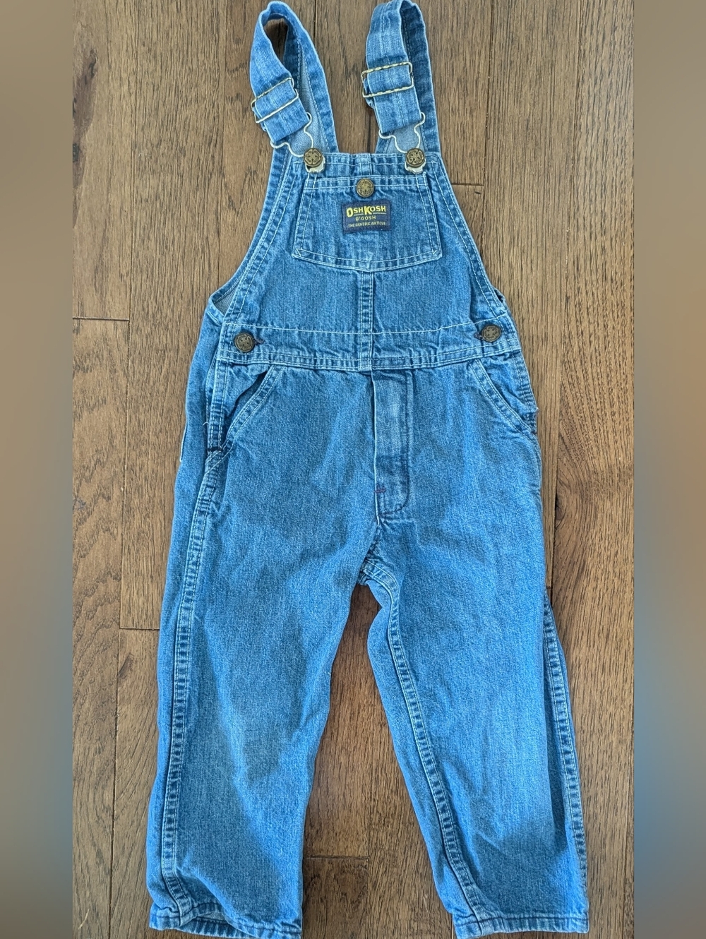 OshKosh B'gosh Blue Denim Overalls 4T Unisex Baby Toddler Adjustable Straps